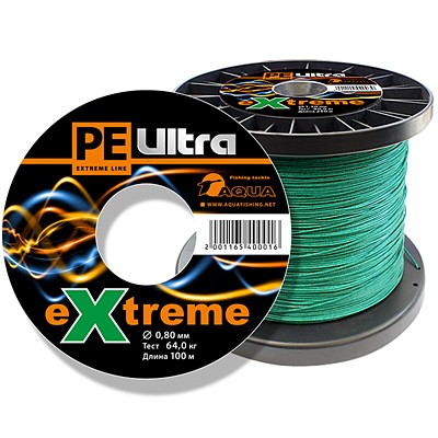 Леска плетен. AQUA PE ULTRA EXTREME 100m 0,80mm зеленый