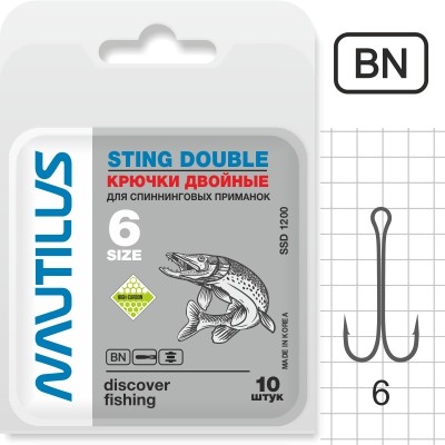 Крючок двойной Nautilus Sting Double SSD 1200 №6