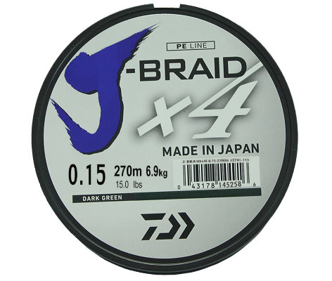 Леска плетеная DAIWA "J-Braid X4" 270м 0,15мм зелёная
